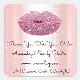 Mermaid Kiss Lips Vielen Dank, dass Sie Pink kaufe Quadratischer Aufkleber