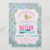 Mermaid Kisses Birthday Einladung (Vorne/Hinten)