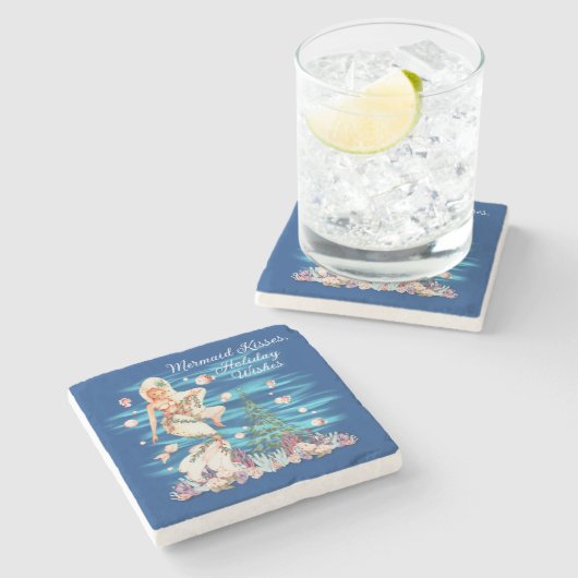 Mermaid Kisses, Holiday wünscht Steinuntersetzer (Seitenansicht)