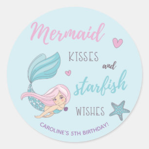 Mermaid Kisses Starfish wünscht Geburtstag Runder Aufkleber