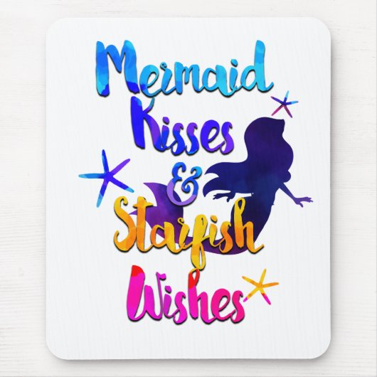 Mermaid Kisses & Starfish wünscht Wasserfarbenstra Mousepad (Vorne)