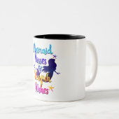 Mermaid Kisses & Starfish wünscht Wasserfarbenstra Zweifarbige Tasse (VorderseiteRechts)