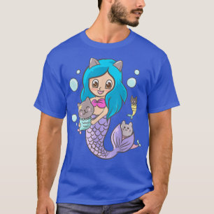 Mermaid Kitten Cats Niedlich Kawaii Anime Japanisc T-Shirt