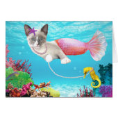 Mermaid Kitten Grußkarte (Vorderseite (Horizontal))