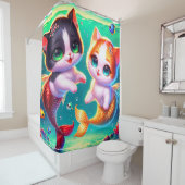 "Mermaid Kittens with Fish Friends" Duschvorhang (Beispiel)