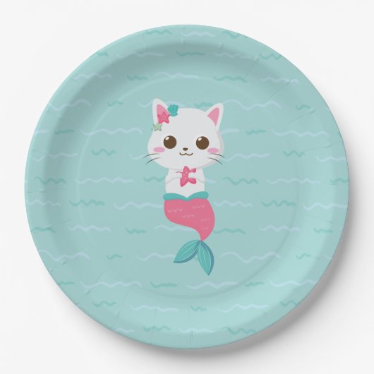Mermaid Kitty Birthday Party Pappteller (Vorderseite)
