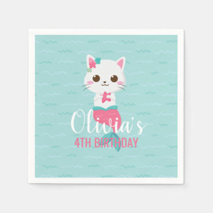 Mermaid Kitty Birthday Party Serviette