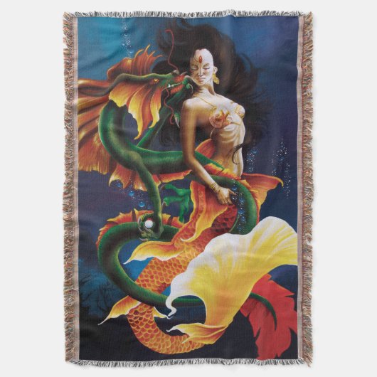 Mermaid Koi Dragon Fantasy Decke (Vorderseite Vertikal)
