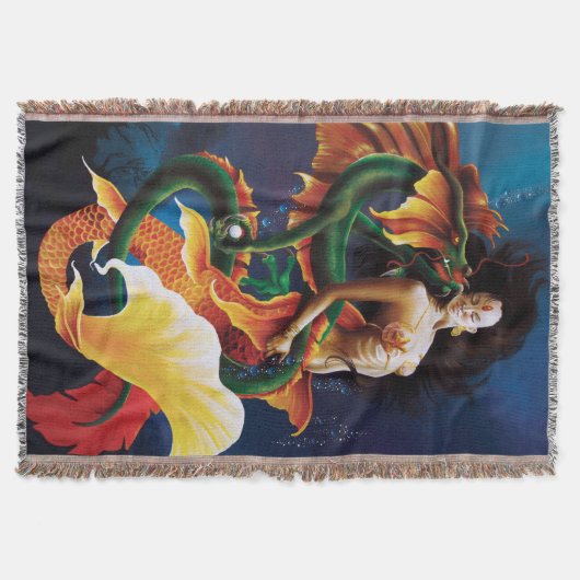 Mermaid Koi Dragon Fantasy Decke (Vorderseite)