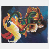 Mermaid Koi Dragon Fantasy Fleecedecke (Vorderseite (Horizontal))