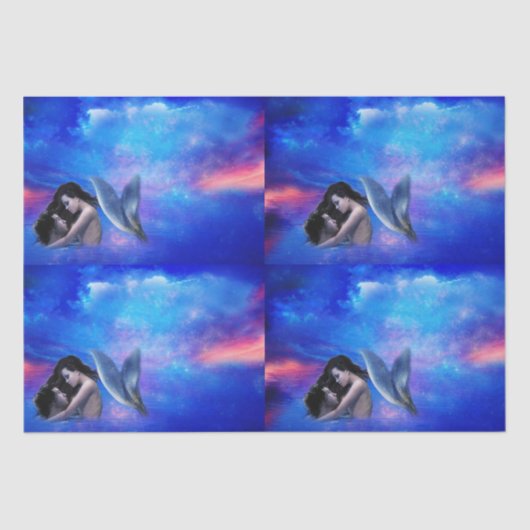 Mermaid Liebe Tissue Paper Seidenpapier (Vorderseite)