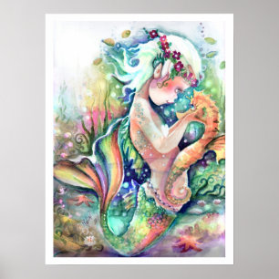 "Mermaid Lieben ihr Seepferd" Poster