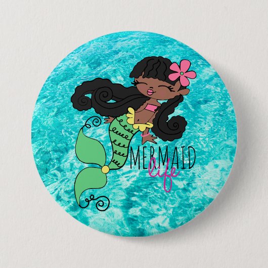 Mermaid Life B 3 Inch Round Button (Vorderseite)