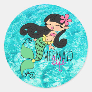 Mermaid Life BH Classic Round Aufkleber