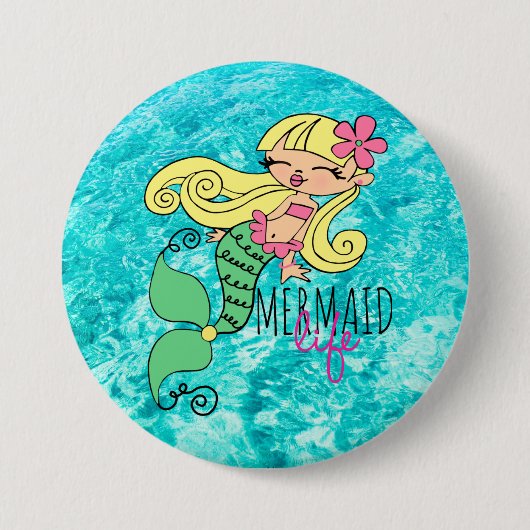 Mermaid Life BL 3 Inch Round Button (Vorderseite)