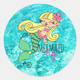 Mermaid Life BL Classic Round Aufkleber