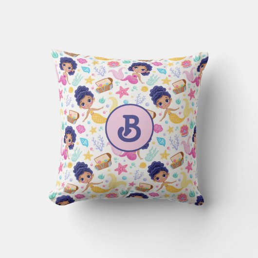 Mermaid Life Mit Monogramm Throw Kissen (Vorderseite)