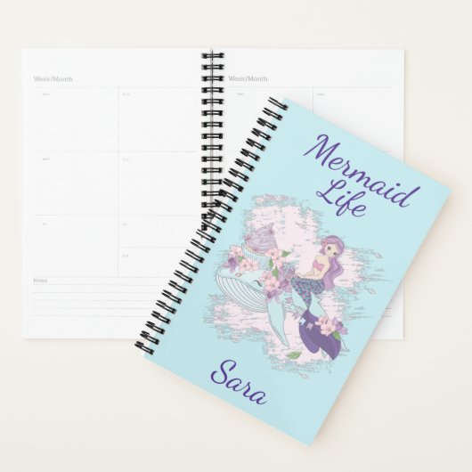 Mermaid Life Personalisiert Lila Typografie Planer (Anzeige)