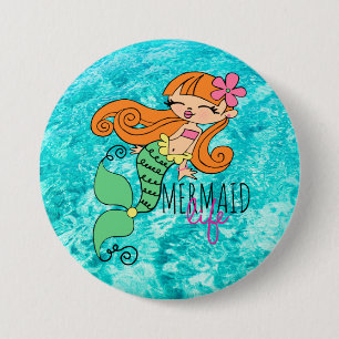 Mermaid Life RH 3 Zoll runder Knopf Button