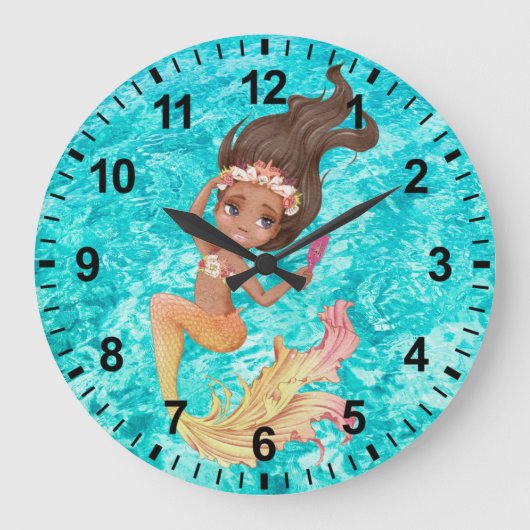 Mermaid Life Wall Clock Große Wanduhr (Vorderseite)