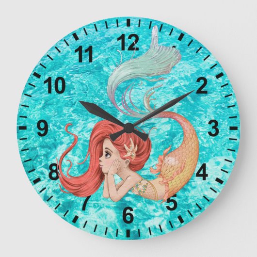 Mermaid Life Wall Clock Große Wanduhr (Vorderseite)