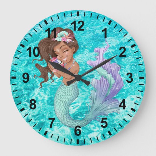 Mermaid Life Wall Clock Große Wanduhr (Vorderseite)