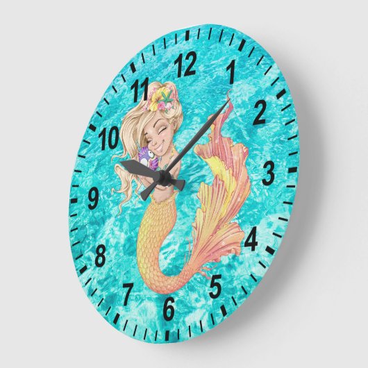 Mermaid Life Wall Clock Große Wanduhr (Winkel)