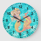 Mermaid Life Wall Clock Große Wanduhr (Vorderseite)