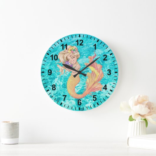 Mermaid Life Wall Clock Große Wanduhr (Zuhause)