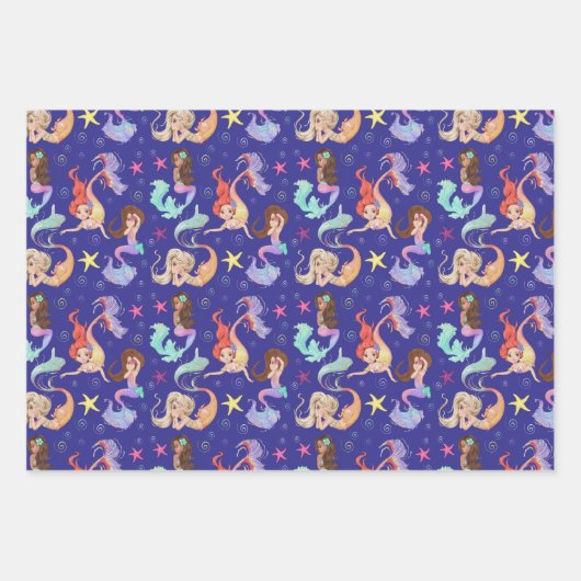 Mermaid Life Wrapping Paper Set 3 Geschenkpapier Set (Vorderseite)