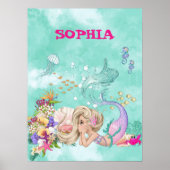Mermaid Light Hair Pink Niedlich Starfish Poster (Vorne)