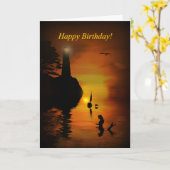 Mermaid Lighthouse Dolphin Sailboat Happy Geburtst Karte (Gelbe Blume)