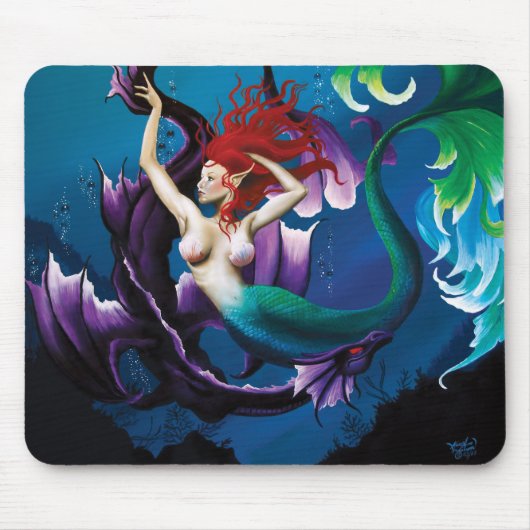 Mermaid Lila Dragon Friendasy Fantasy Mousepad (Vorne)