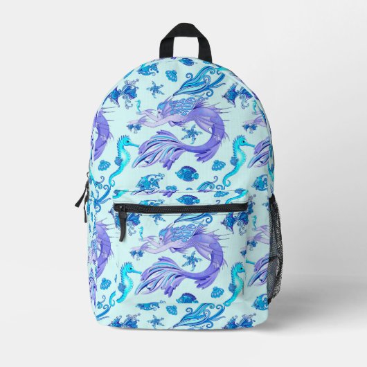 Mermaid Lila Fairy Creation Bedruckter Rucksack (Vorderseite)