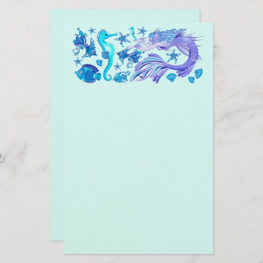 Mermaid Lila Fairy Creation Briefpapier (Vorne/Hinten)