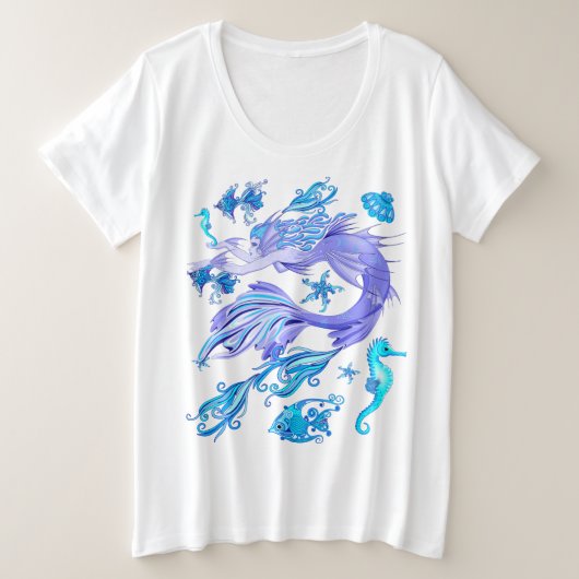 Mermaid Lila Fairy Creation Große Größe T-Shirt (Design vorne)
