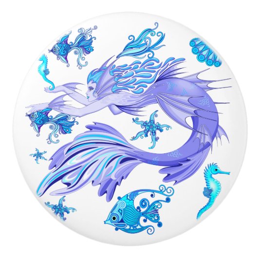 Mermaid Lila Fairy Creation Keramikknauf (Vorderseite)