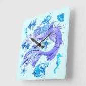 Mermaid Lila Fairy Creation Quadratische Wanduhr (Winkel)