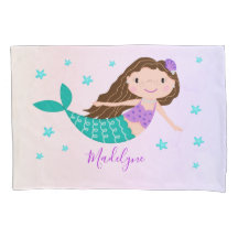 Mermaid Lila Glitzer Coral Personalisiert Name