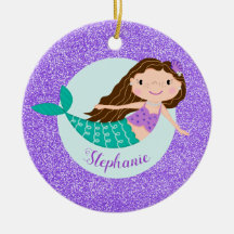 Mermaid Lila Glitzer Personalisiert Name