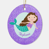 Mermaid Lila Glitzer Personalisiert Name Keramik Ornament (Links)