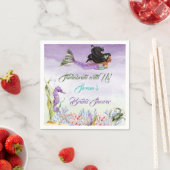Mermaid Lila Green Gold Seepferd Crab Napkins Serviette (Beispiel)