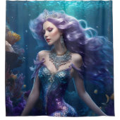Mermaid Lila Hair Duschvorhang (Vorderseite)
