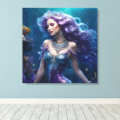 Mermaid Lila Hair Leinwanddruck (Insitu (Holzboden))