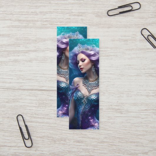 Mermaid Lila Hair Mini Lesezeichen Mini Visitenkarte (Vorderseite/Rückseite Beispiel)