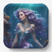 Mermaid Lila Hair Pappteller (Vorderseite)