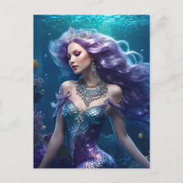 Mermaid Lila Hair Postkarte