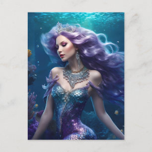 Mermaid Lila Hair Postkarte