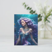 Mermaid Lila Hair Postkarte (Stehend Vorderseite)