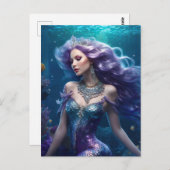 Mermaid Lila Hair Postkarte (Vorne/Hinten)